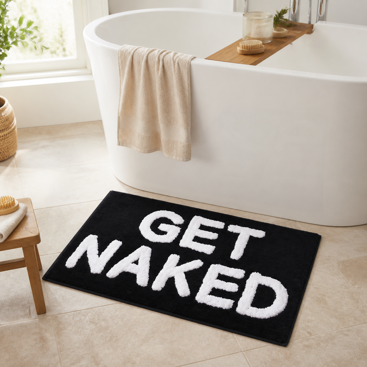 "GET NAKED!" Bathroom Mat