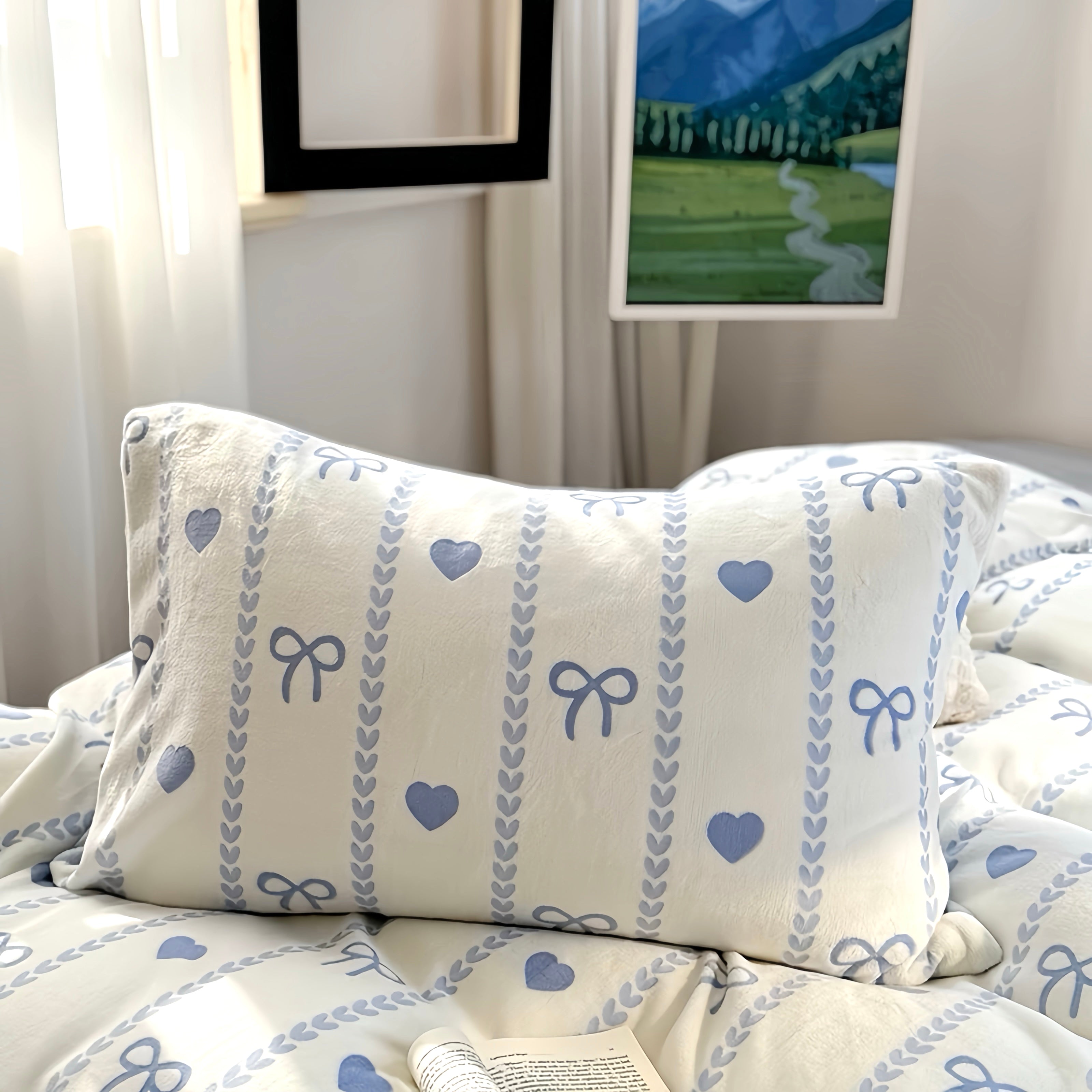 Trio Charm Bow Heart Bedding Set