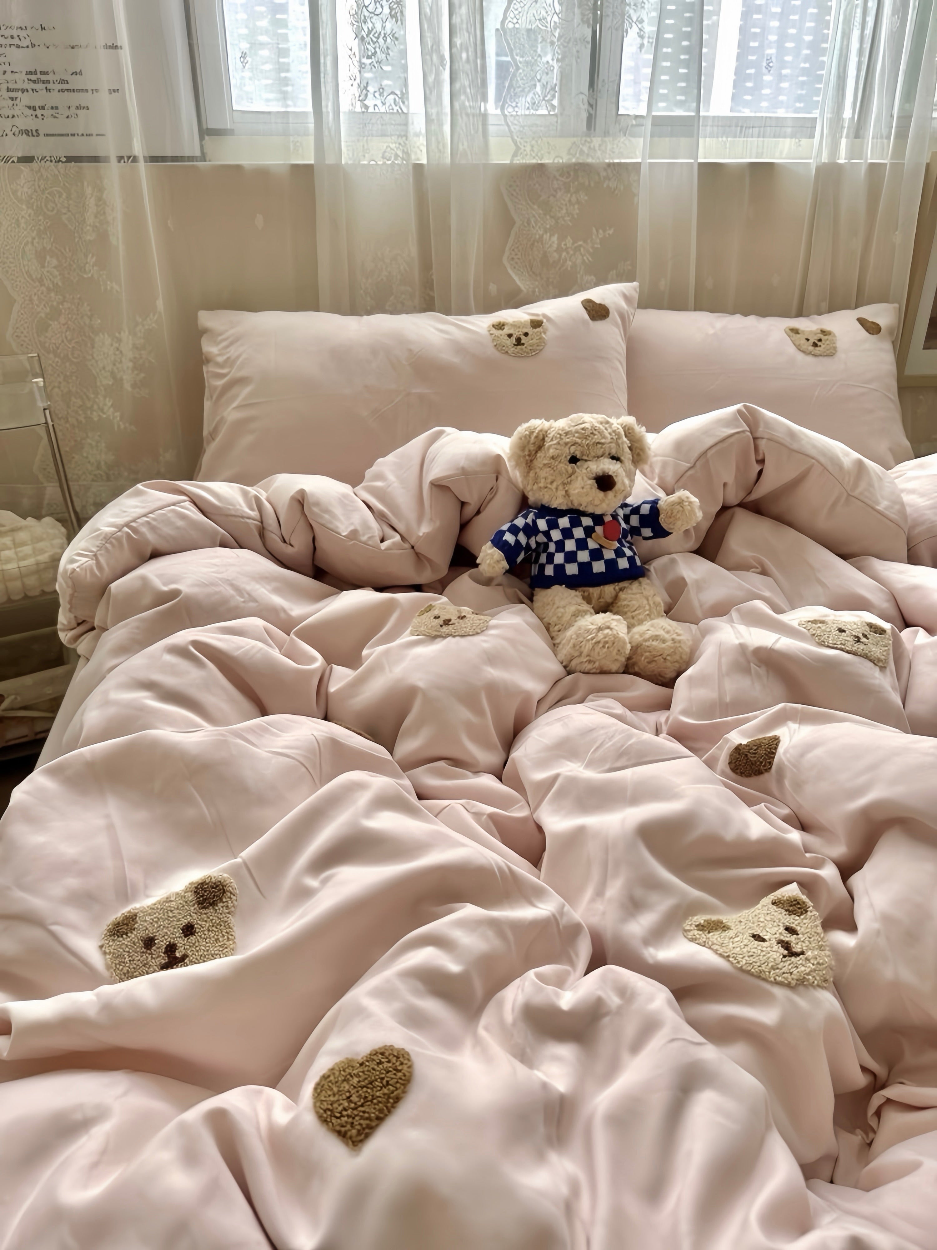 Brown Bear & Heart Bedding Set
