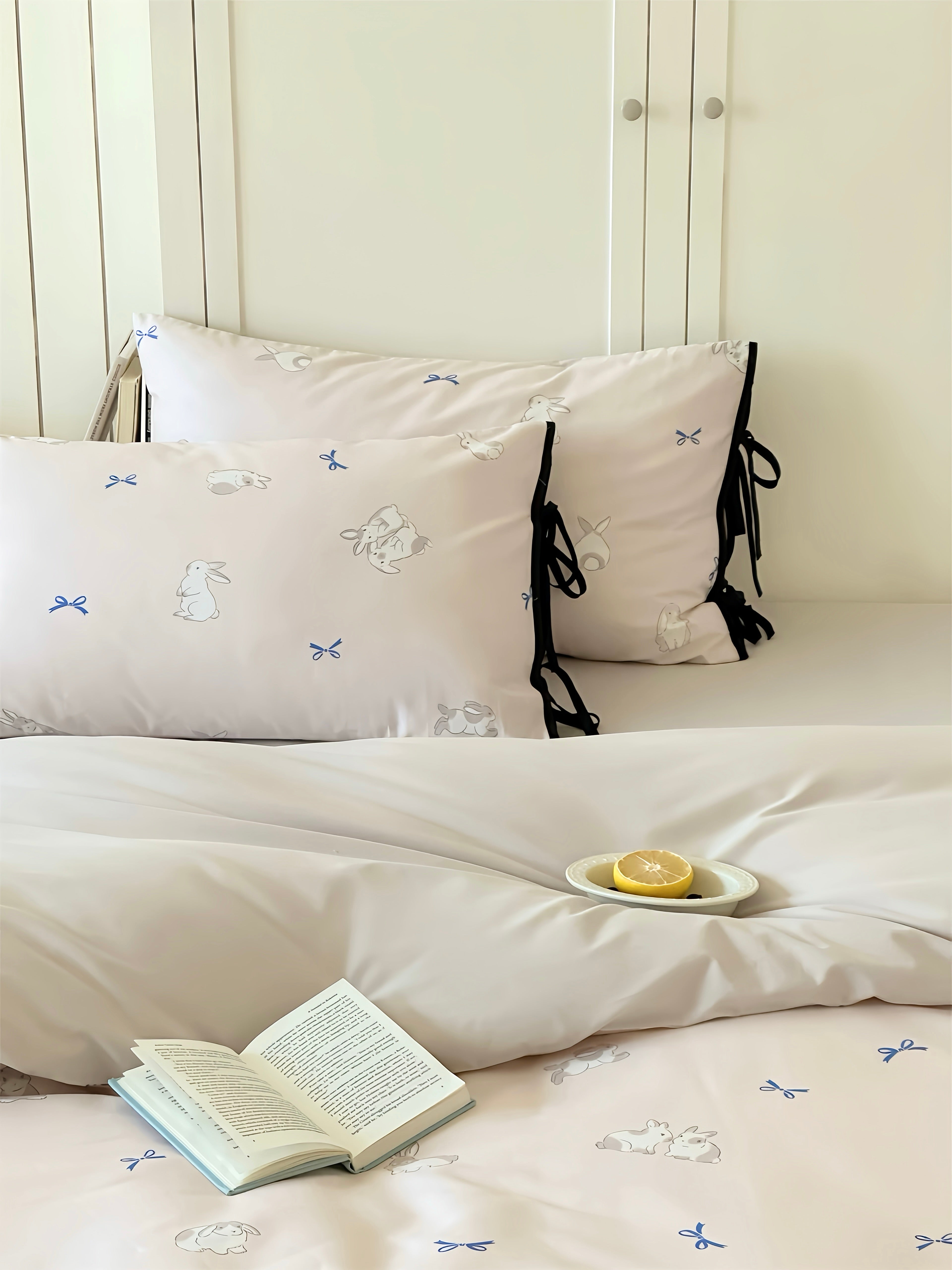 Tencel Minimal Bunny Ribbon Bedding Set