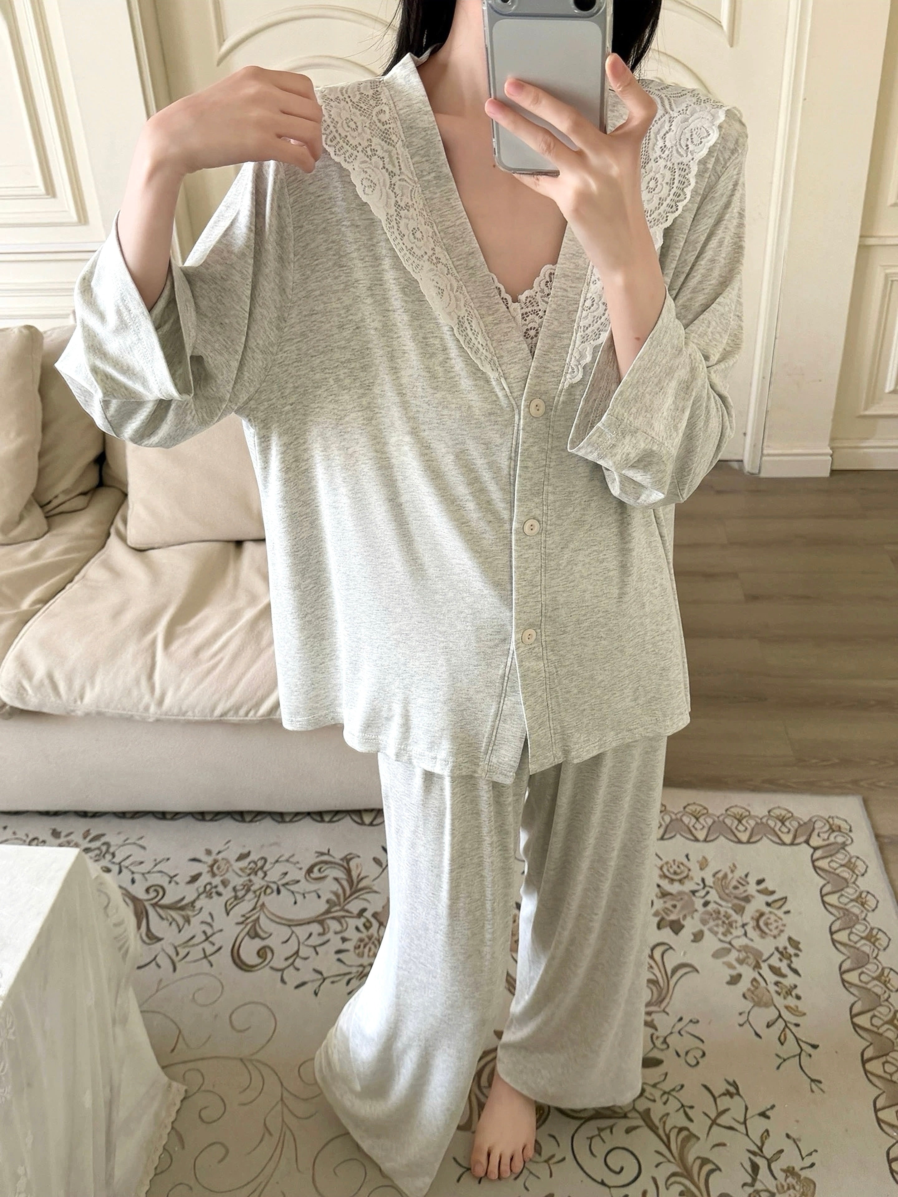 Lazy Grey Whisper Pajama Set