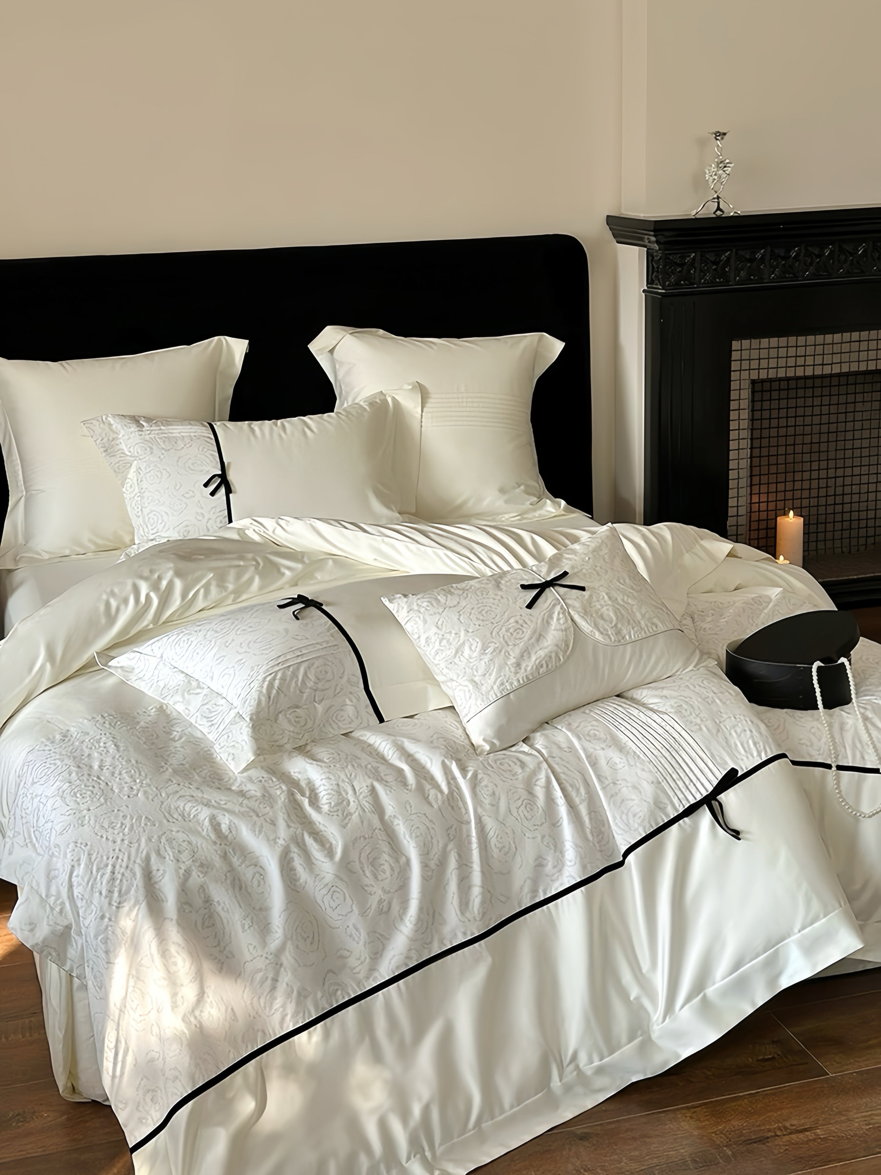 100S Beige Rhinestone Bedding Set