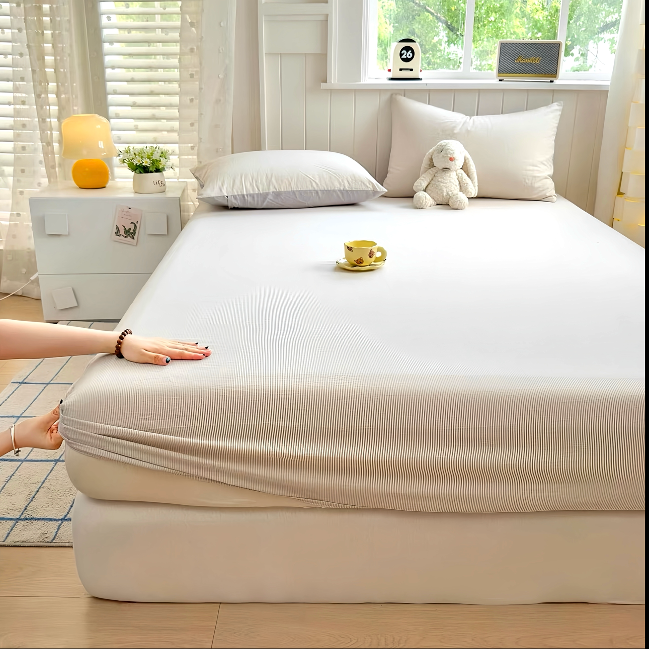 Soft Stripe Cotton Fitted Sheet Only