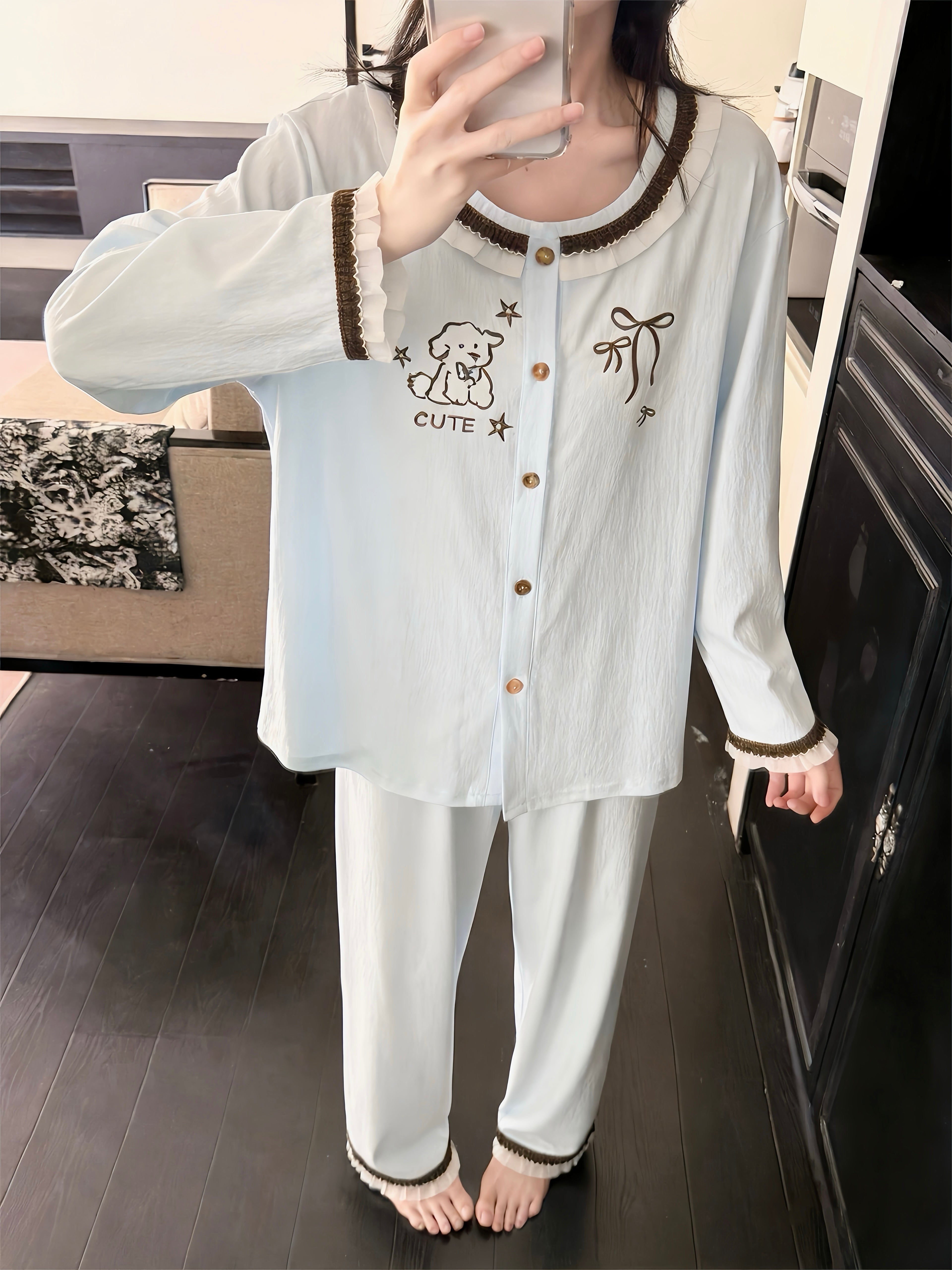 French Blue Puppy Pajama