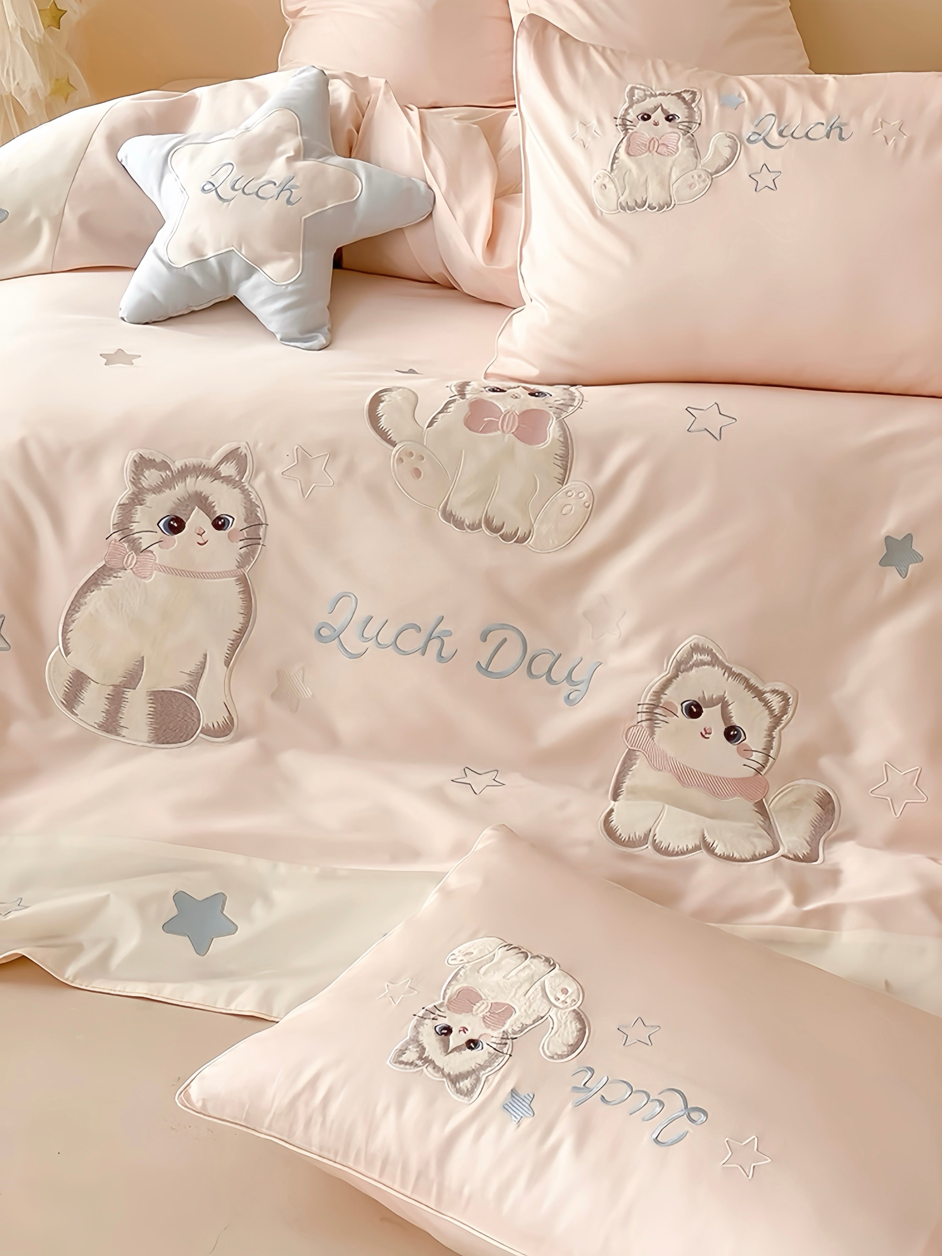 Tencel Sweet Bow Cat Bedding Set