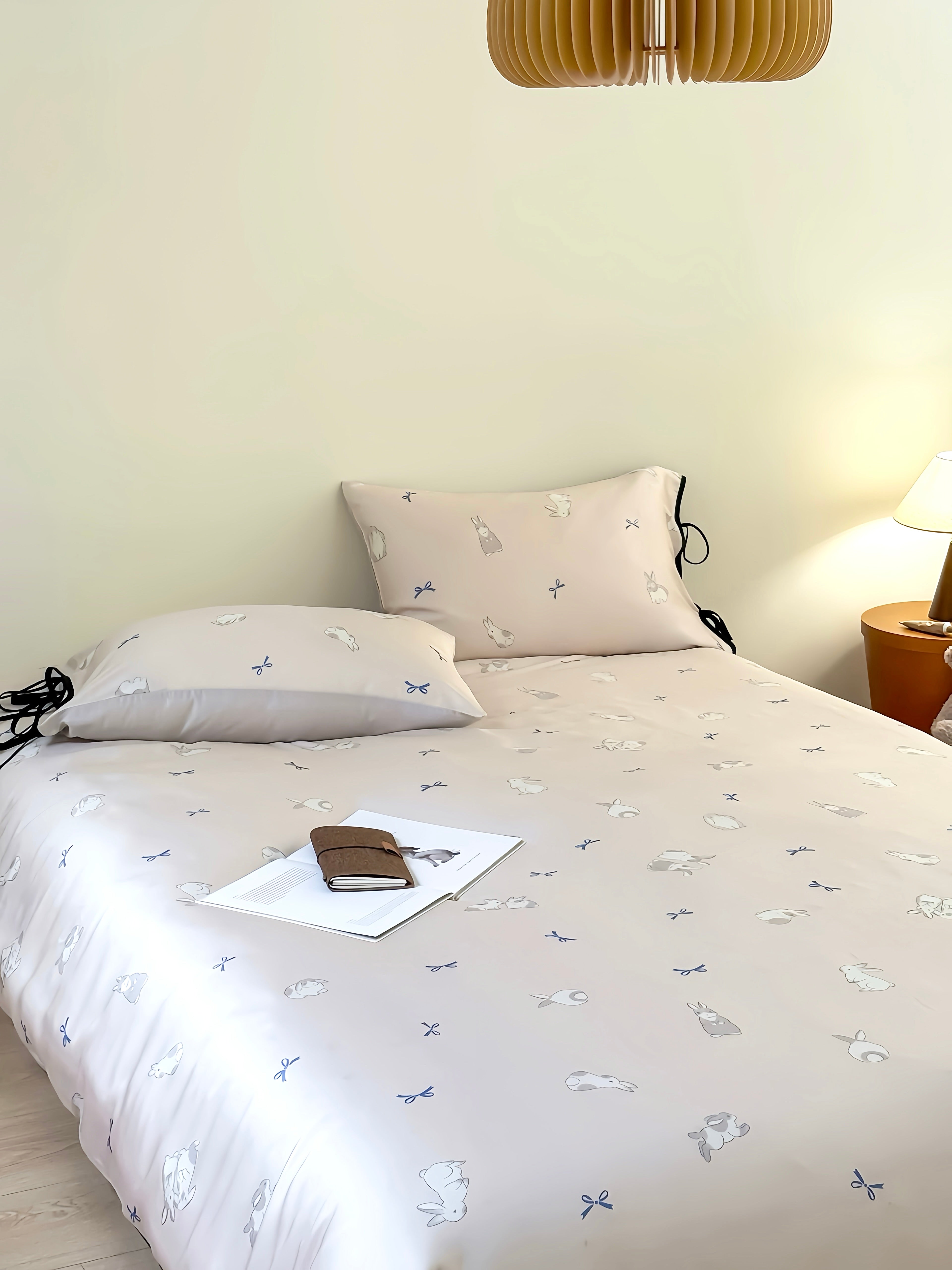 Tencel Minimal Bunny Ribbon Bedding Set