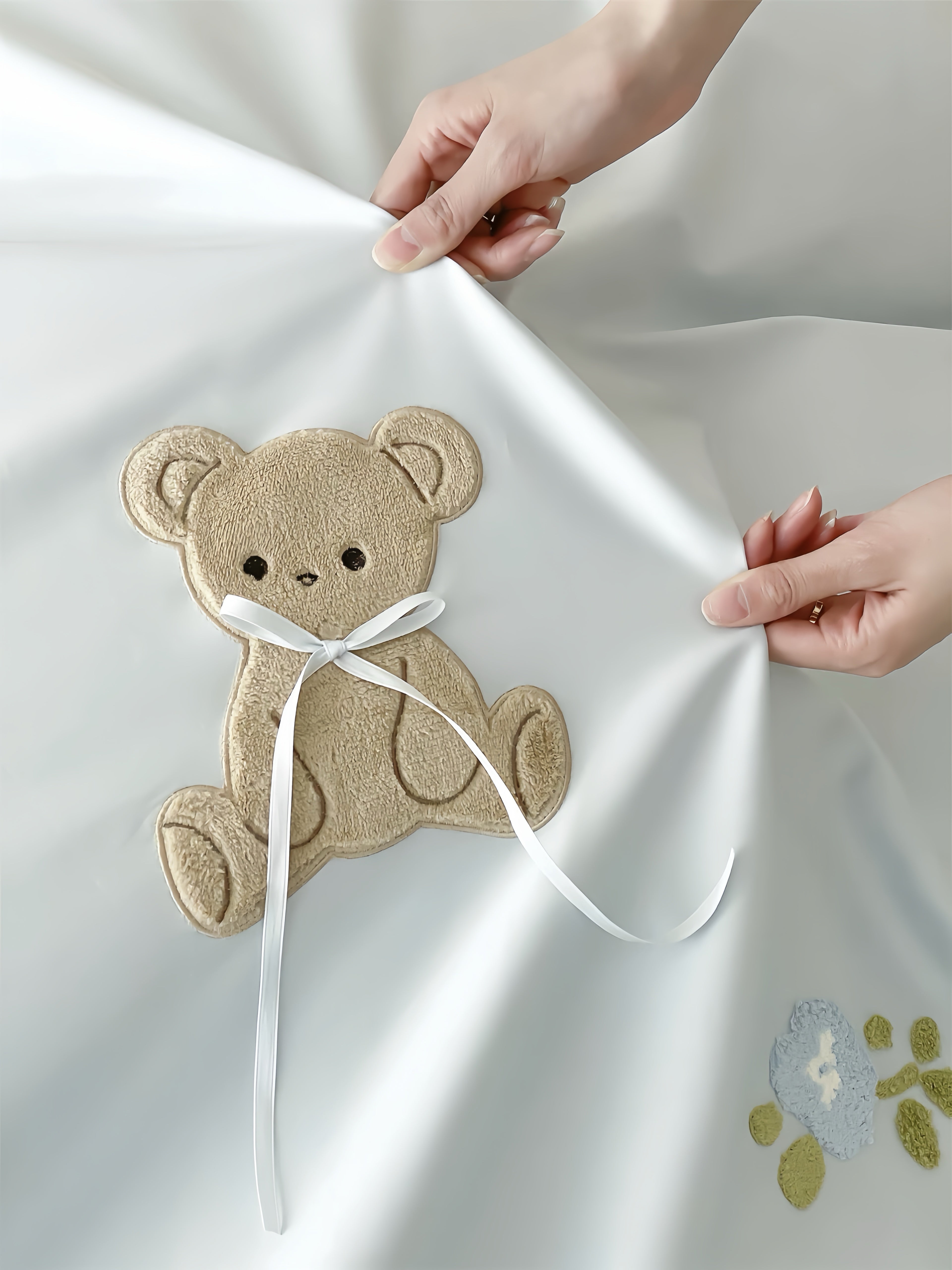 100S Powder Blue Teddy Bedding Set