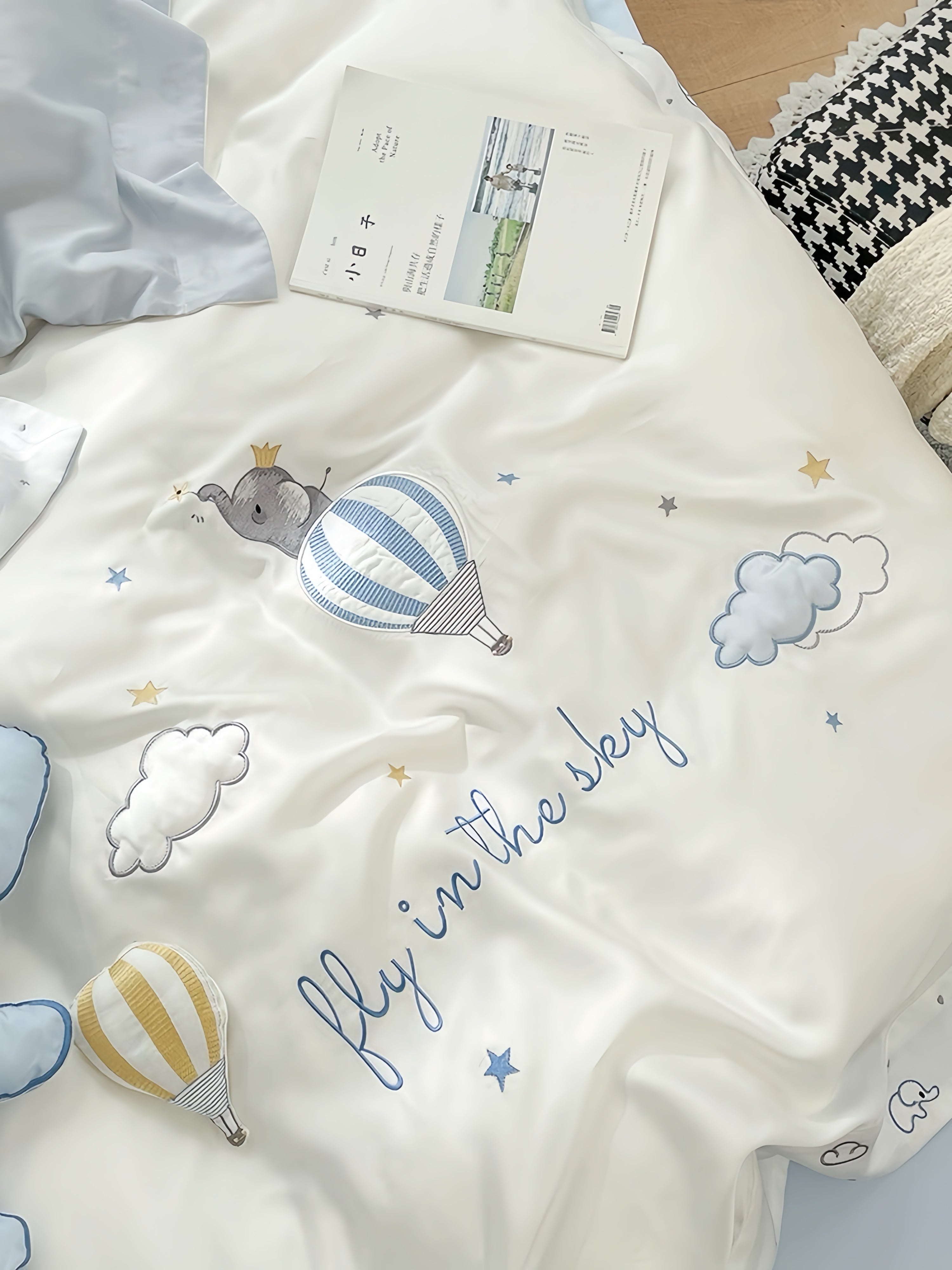 Balloon Adventure Tencel Bedding Set-Blue