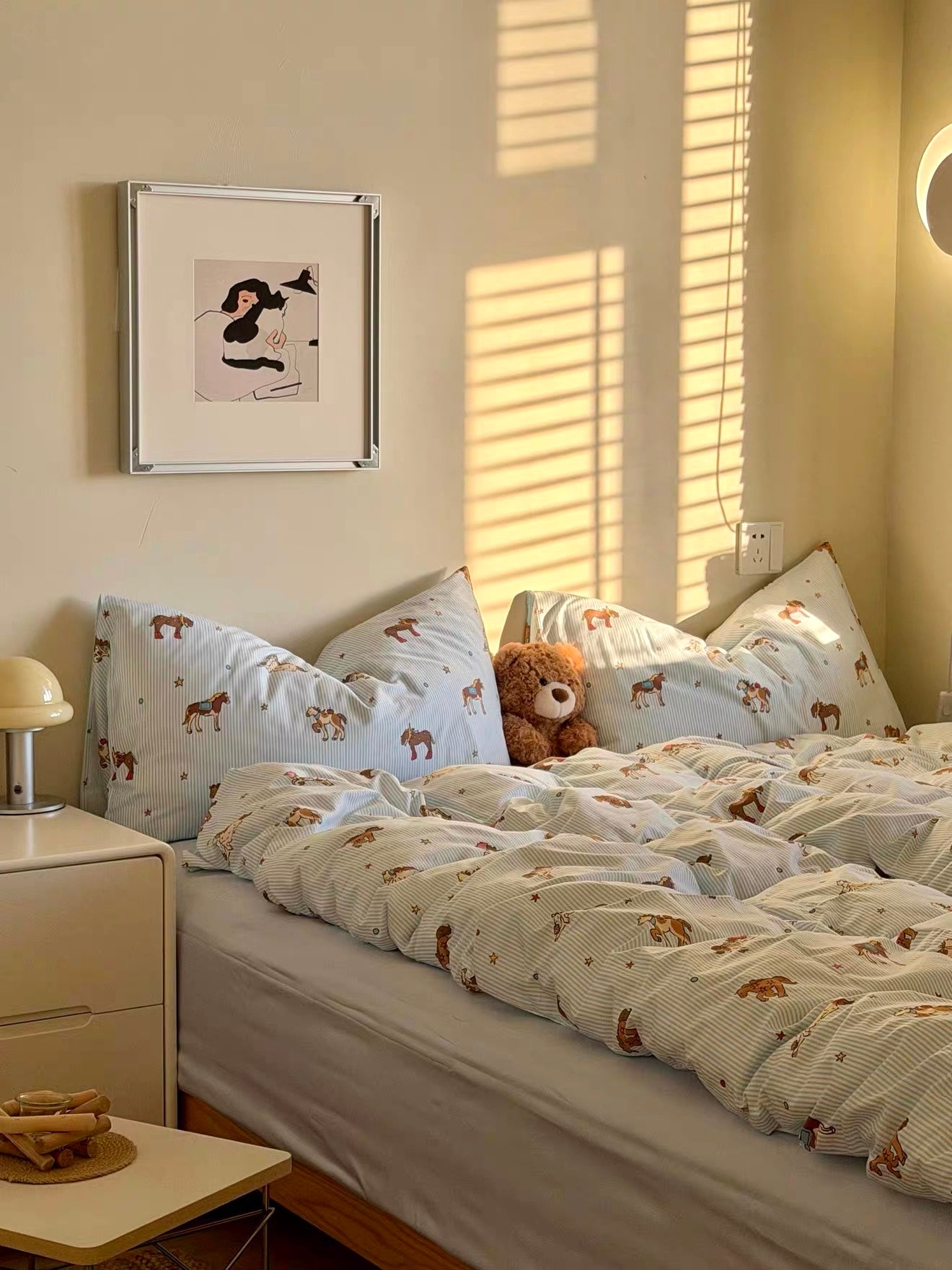 100S Blue Pony Tale Bedding Set