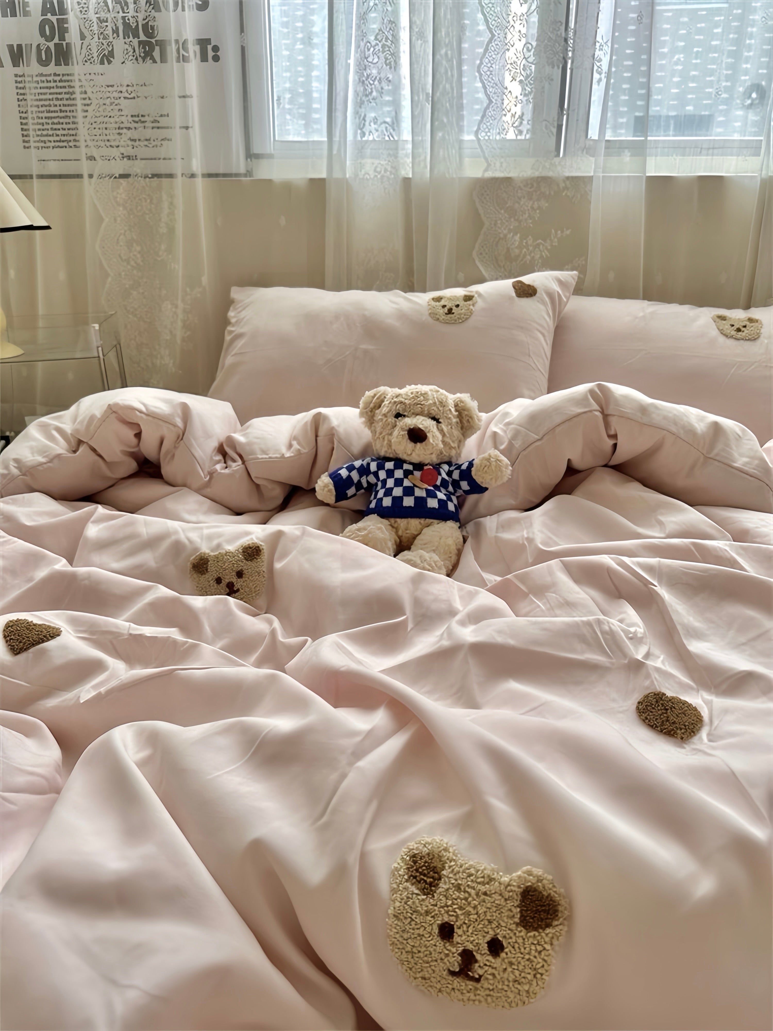 Brown Bear & Heart Bedding Set