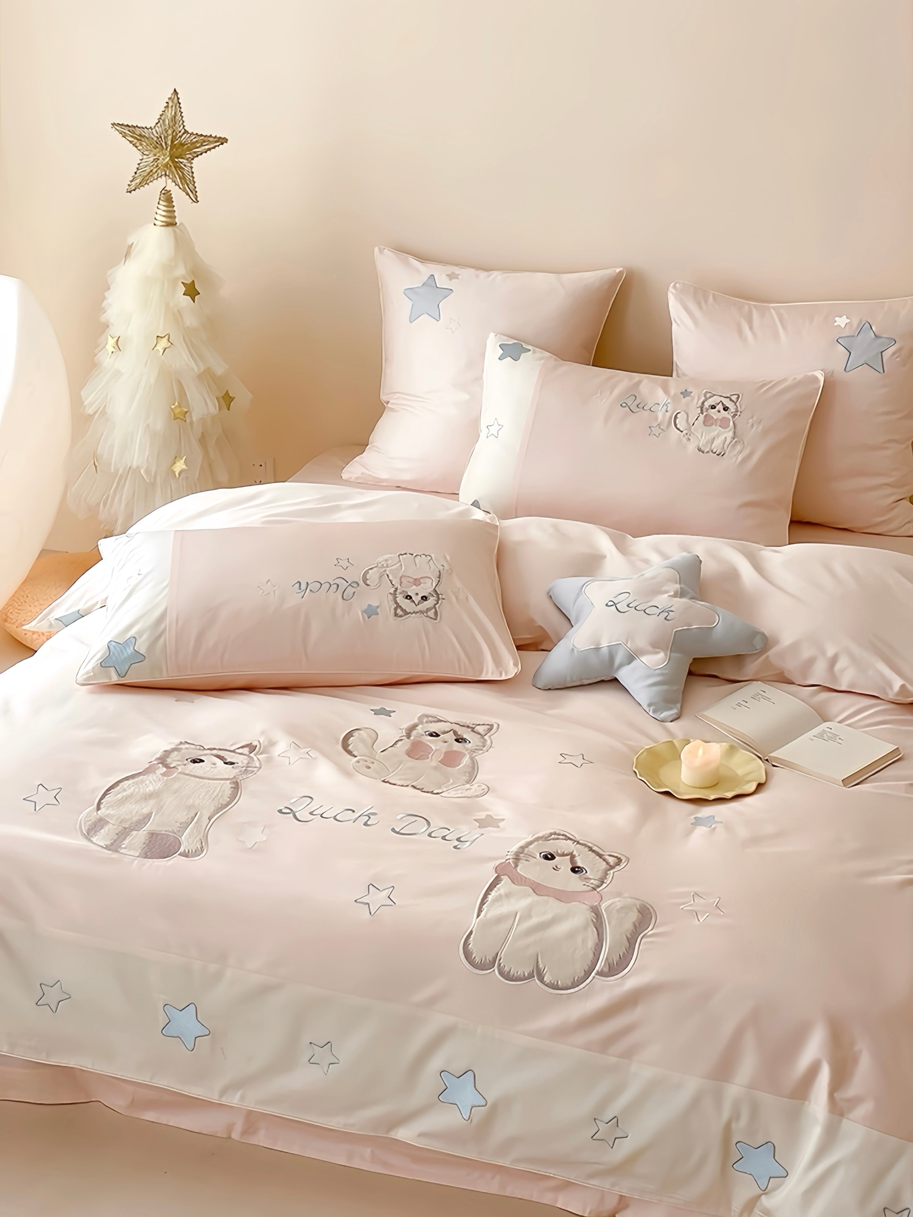 Tencel Sweet Bow Cat Bedding Set