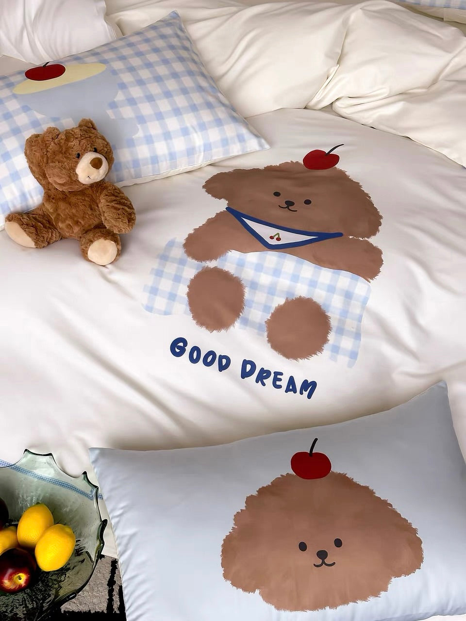 Tencel Cloud Gingham Pup Bedding Set