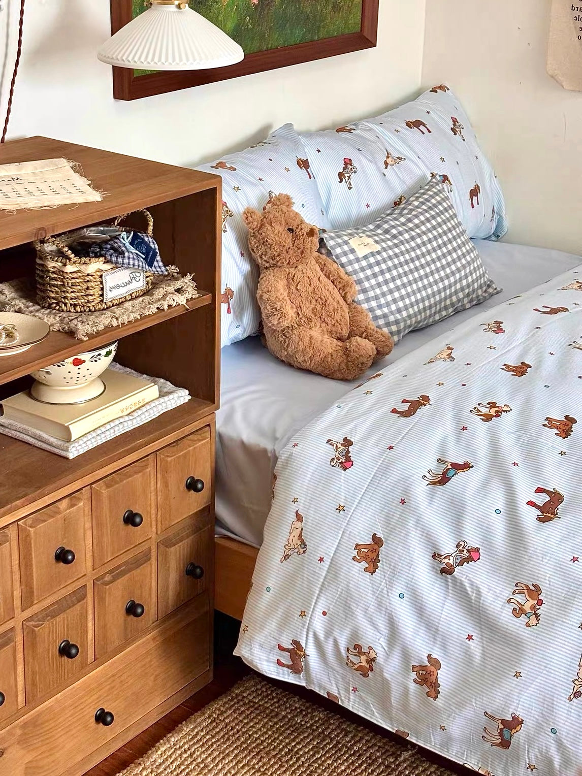 100S Blue Pony Tale Bedding Set