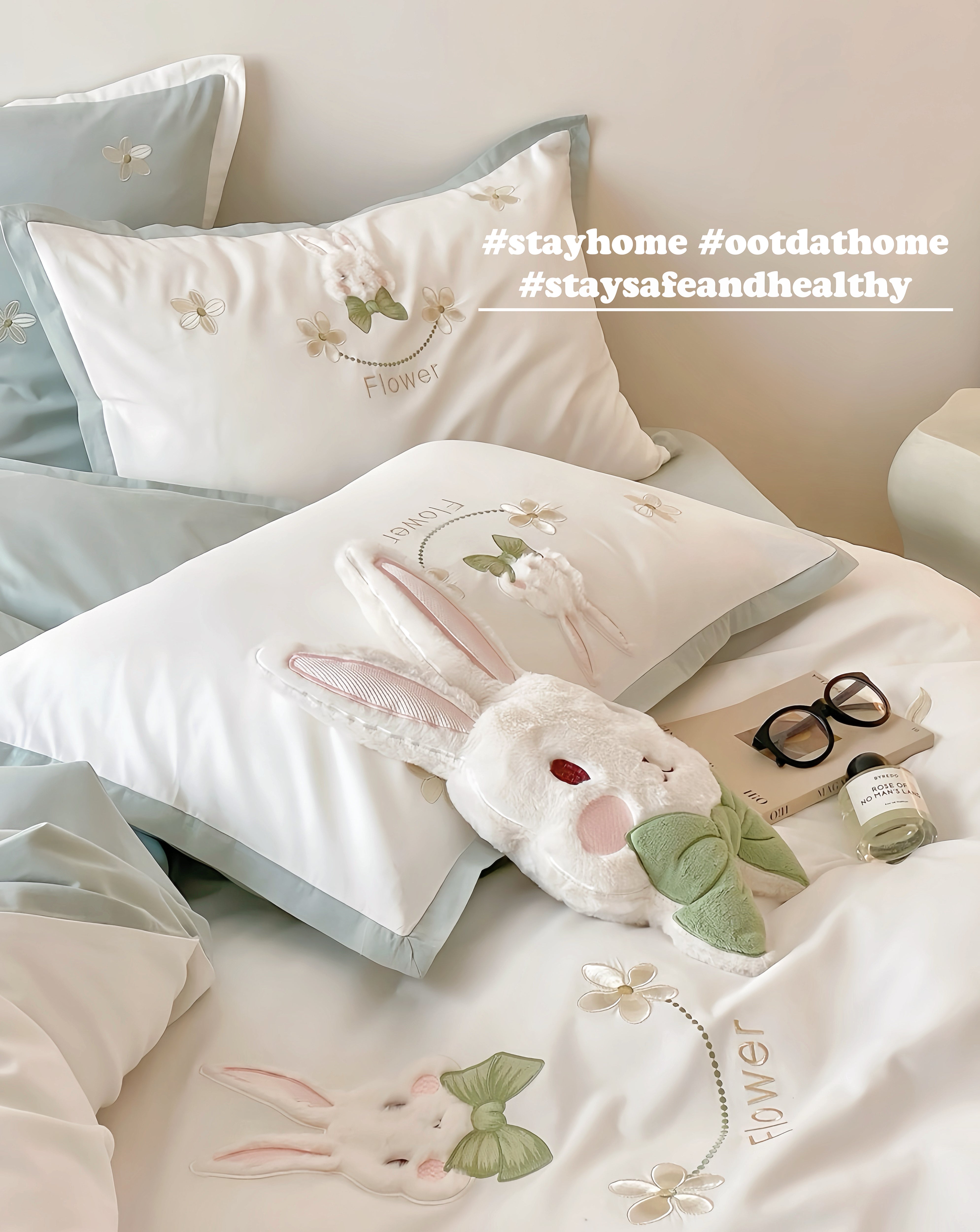 100S Bunny Embroidery Bedding Set