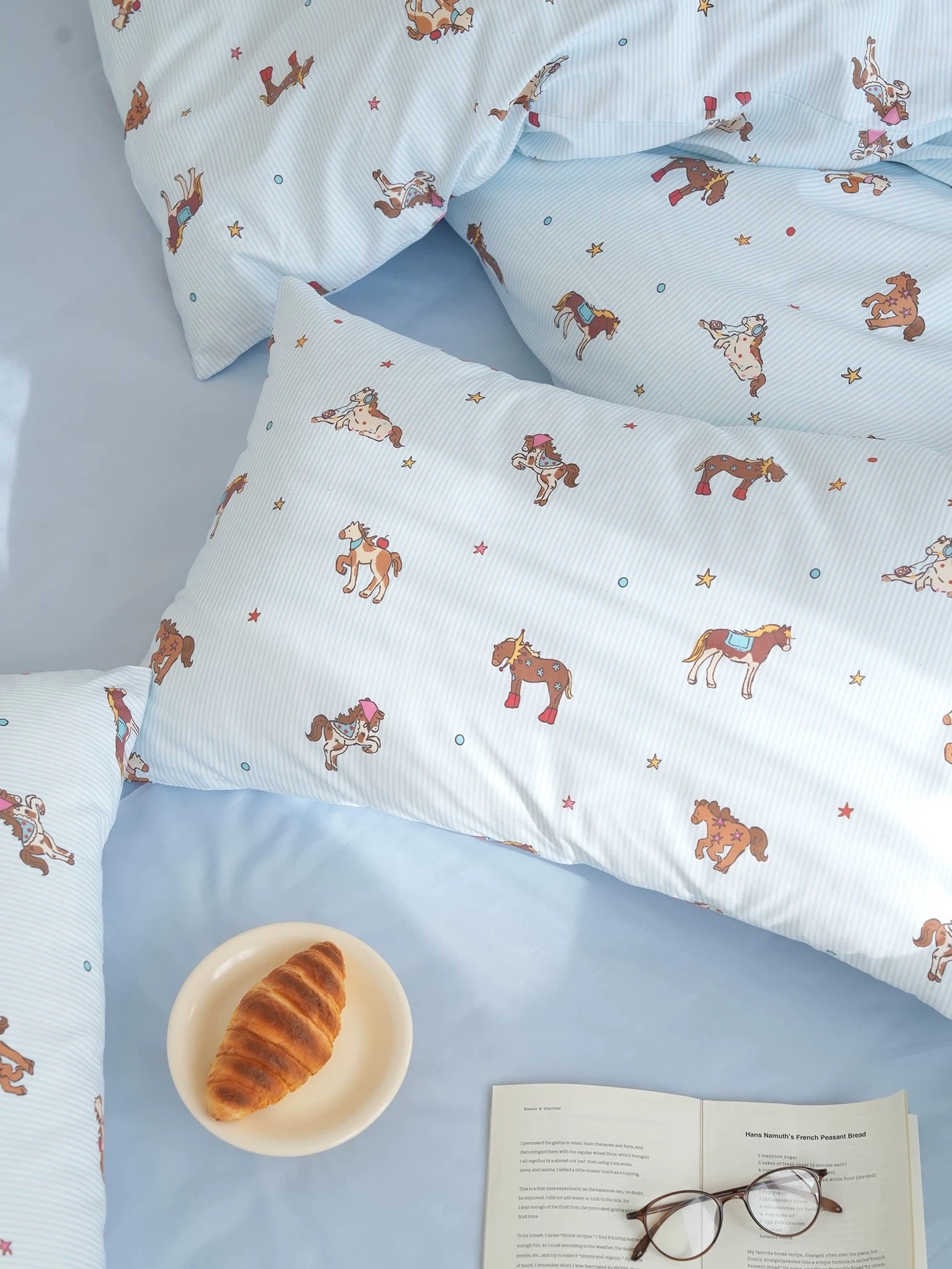 100S Blue Pony Tale Bedding Set